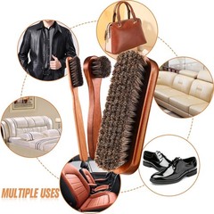4 Pcs Horsehair Shine Shoes Brush Kit Polish Dauber Applicators Cleaning Leather