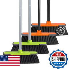 Treelen 4 Pk Soft Bristle Push Brooms For Sweeping Indoor/Outdoor Heavy Duty