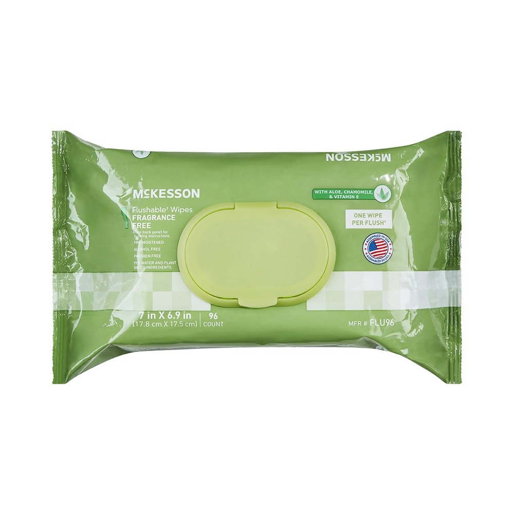 McKesson Flushable* Personal Wipe 6-9/10 X 7 Inch FLU96 6 Pack 576 Wipes