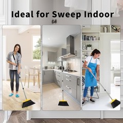 Broom with Dustpan Combo Set, Brooms and Dustpans Sets Yellow Black