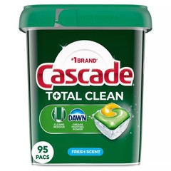 Cascade Total Clean ActionPacs Dishwasher Detergent, Fresh Scent, 95 Count