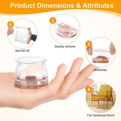 CHUNZEXI 36 Pack Chair Leg Floor Protectors for Universal L, Clear-36pack