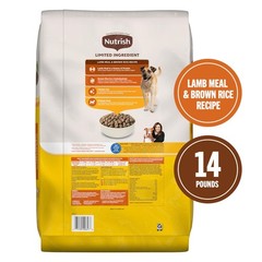 Nutrish Limited Ingredient Lamb Meal Brown Rice Recipe Dry Dog Food 14 Lb. Bag