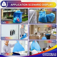 Okkeai 8 Gallon Kitchen Trash Bags Blue Garbage Bags Strong 30L Trash Can Bags