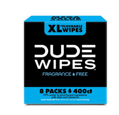 DUDE WIPES XL Flushable Wipes, Fragrance Free, 8 ct., 400 wipes
