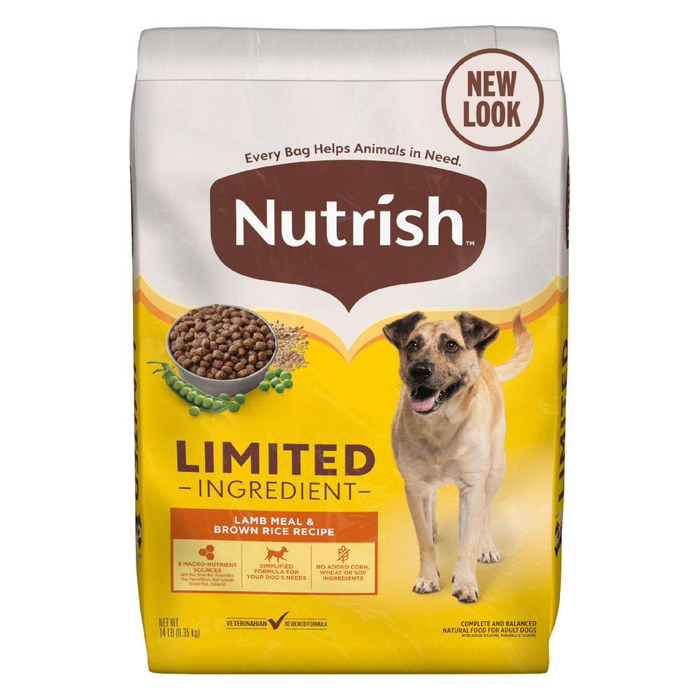 Nutrish Limited Ingredient Lamb Meal Brown Rice Recipe Dry Dog Food 14 Lb. Bag
