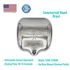 Shine LED Commercial Automatic Hand Dryer Energy Efficient Surface Mount Chrome