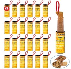 Fly Strips Trap Indoor Sticky Hanging, 24 Pack Paper 24 pack, yellow