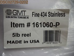 QTY = 6 REELS: GMT Fine 434 Stainless 5lb Reels, 161060-P, 073078161010