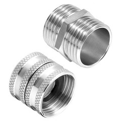 M MINGLE Garden Hose Adapter, Male to Male, Female 0.75 Inch, Silver