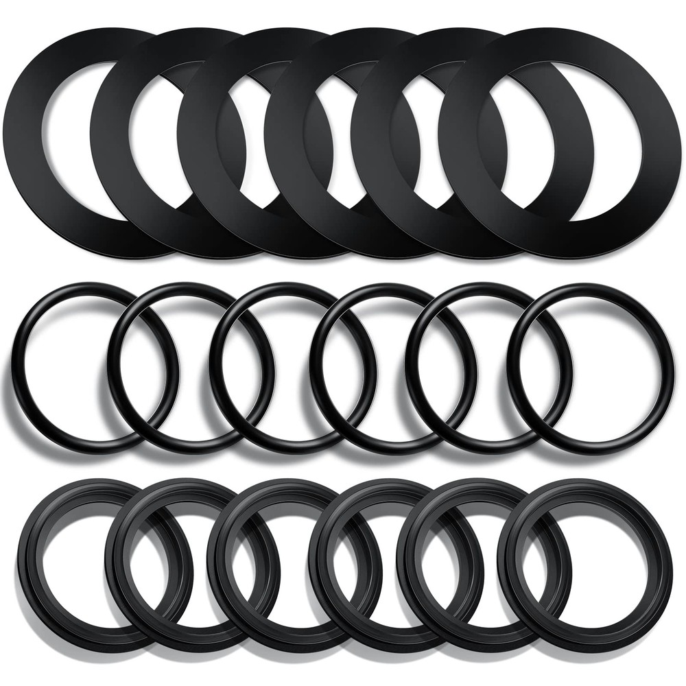 Sweetude 18 Pieces 25076RP O Ring Rubber Washer for 1 1/2 Inch Fittings black