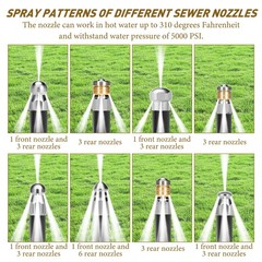 10pcs Sewer Jetter Nozzle Kit Stainless Steel 1/4″ and 3/8″, Silver