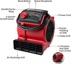 Portable Air Mover Floor and Carpet Dryer AM201 1101 550 for Drying and Cooling
