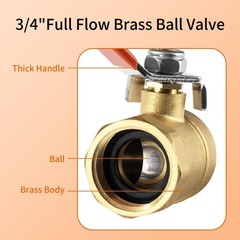 Brass Garden Hose Shut Off Valve – 3/4” GHT Female x NPT Male,