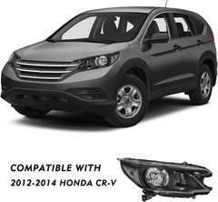 Headlight Assembly with Bulbs for 2012-14 CRV Black Housing Clear Reflector L&R