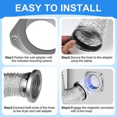 Janhemei Magnetic Dryer Vent Connector Kit, 4-Inch by 31.5-Inch silver