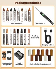 Wood Furniture Repair Kit – Includes Wax Melting Tool, Hard Filler, Black