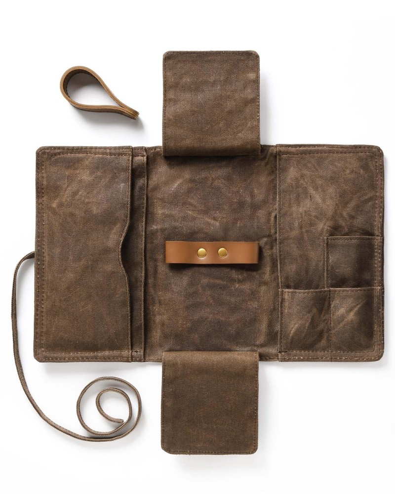 BS-VOG Waxed Canvas Tobacco Pouch for 2 Pipes, Smoking Small, Brown