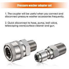 Shimeyao 4 Sets NPT 1/4 Inch Pressure Washer Coupler Quick inch, Silver