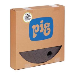 Pig Mat208 Sorbent Pad, 7 Gal, 22 In Dia., Universal, Gray, Polypropylene