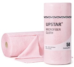 UPSTAR Microfiber Cleaning Cloth, Reusable Paper Towels Rolls, Standard, Pink