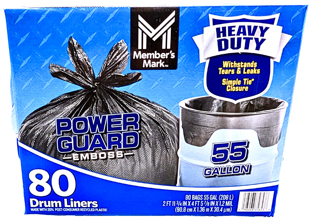 Member’s Mark Heavy Duty 55-Gallon Drum Liner Trash Bags 80 Count