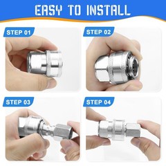 3/8 Inch Pressure Washer Quick Connect Fittings,Stainless 8 Pack, sliver