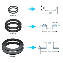 HENMI 25076RP Washer and Ring Kit for 1-1/2in Fittings, 1.5 inches, Black