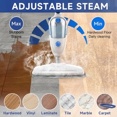 Steam Mop for Floor Cleaning, 10in1 Multi Purpose 23ft Cord Mop, White