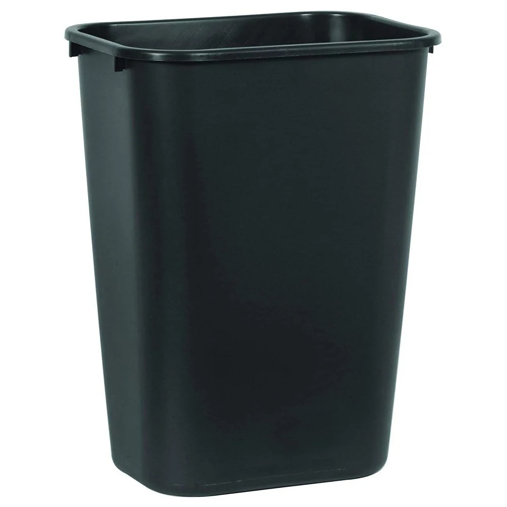 Rubbermaid 41 Qt Large Black Resin Rectangle Wastebasket