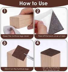 12PCS Furniture Felt Pads, 2 Inch Small Square Pads 2 inches, Brown