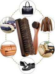 Youngjoy 6 Pieces Horsehair Shine Shoes Brush Kit Polish Dauber Applicators (B)