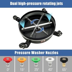 JANZ Pressure Washer Surface Cleaner with 4 14 Inch Black, silvery white