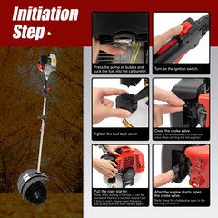 52CC Gas Powered Brush Broom Sweeper Handheld Driveway Cleaning Turf Lawn Grass~