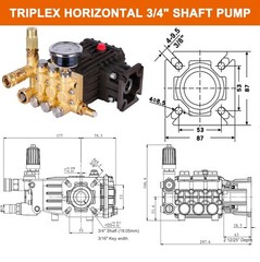 For Mi-T-M 3-0414 Pressure Washer Pump Triplex 3.5GPM@3000PSI 3400RPM 3/4″ Shaft