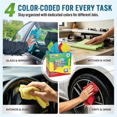GLIMGLINT Microfiber Cleaning Cloth 120 11 inches x 9 inches, Multicolor