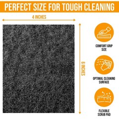 6 Pack Heavy Duty Scouring Pads 6×4 Inch Reusable Cleaning Scrub Pads Black