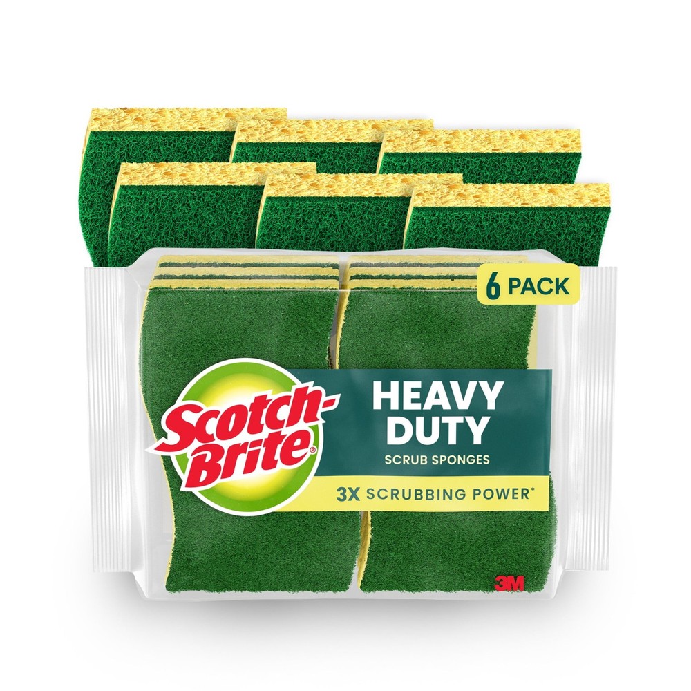 Scotch-Brite Heavy Duty Scrub Sponge 6 Count Dish Cleaning Sponges