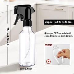 Hethyo Plastic Spray Bottles 12oz Mist Spraying Bottle Continuous Clear-2pcs
