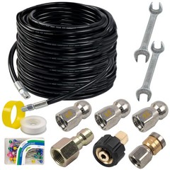 Hourleey Sewer Jetter Kit for Pressure Washer 100FT, Black-100 FT, Black