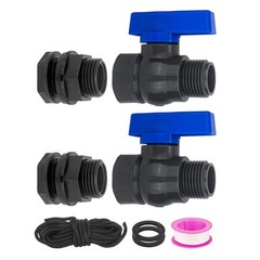 PVC Rain Barrel Spigot Kit 2 3/4 inch, 2Packs Ball Valve+Bulkhead Fitting