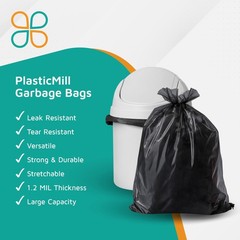 Plasticmill Heavy Duty Trash Bags – Black Garbage Bags – Plastic Trash Bags –