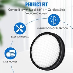 18V ONE + Washable Filter for Ryobi Cordless Stick Vacuum PCL720, 3 Pack