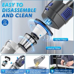 Gxzsk Handheld Vacuum Cordless, 15000PA Strong Suction Hand Held Car Vacuum