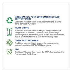Heritage Eco Blend Max Can Liners, 60 gal, 38×58″, 20 Bags/Roll, 5 Rolls/CT