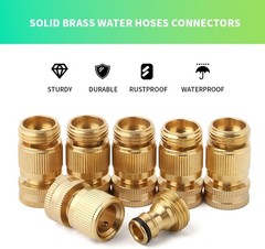 Garden Water Pipe Quick Connect, Solid Brass 3/4 Inch Thread Fitting, 6 Packs
