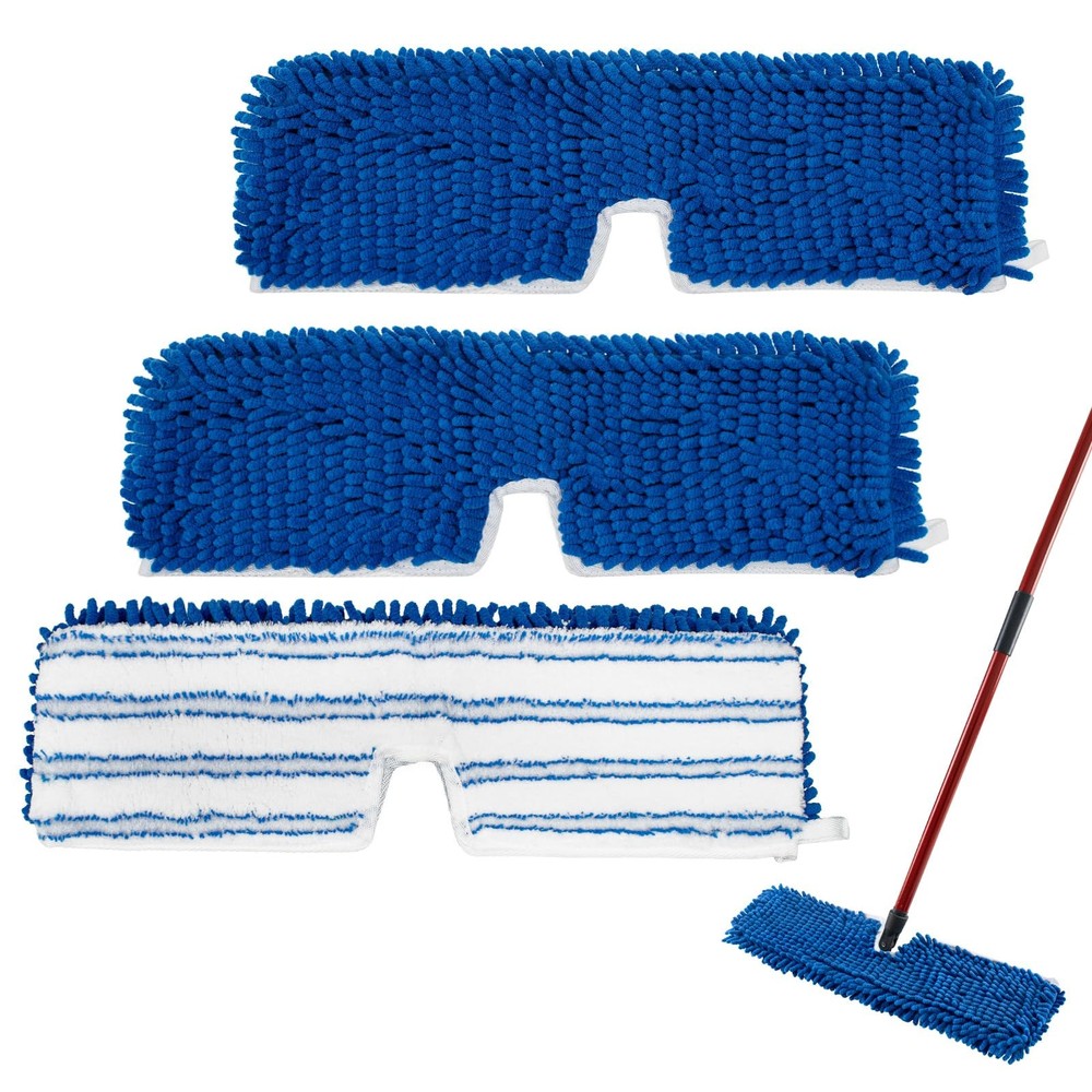 3 Pack Mop Heads Replacements for Ocedar 3 Blue Chenille Flip Pads