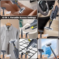 Steam Mop with Detachable Handheld Cleaner, 10-in-1 Multi Gray