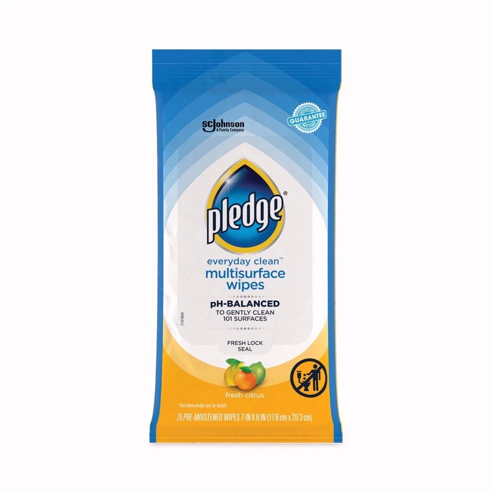 Pledge 336274EA 25 Wipes Multi-Surface Cleaner Wet Wipes – Fresh Citrus New