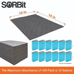 Heavyweight Universal Oil-Absorbing Pads (Grey) 10 inch x 13 inch – Pack of 100